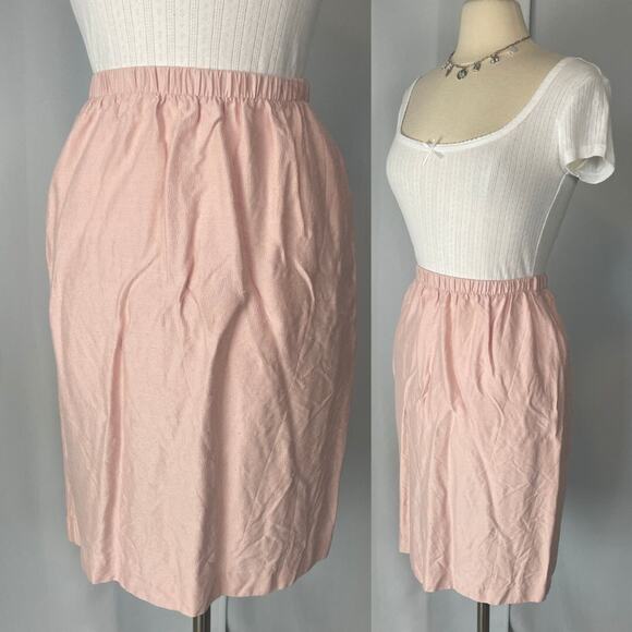 Vintage Pencil Skirt Size 10 Pink Pastel Minimal Retro Preppy Feminine Coqutte - Picture 1 of 13